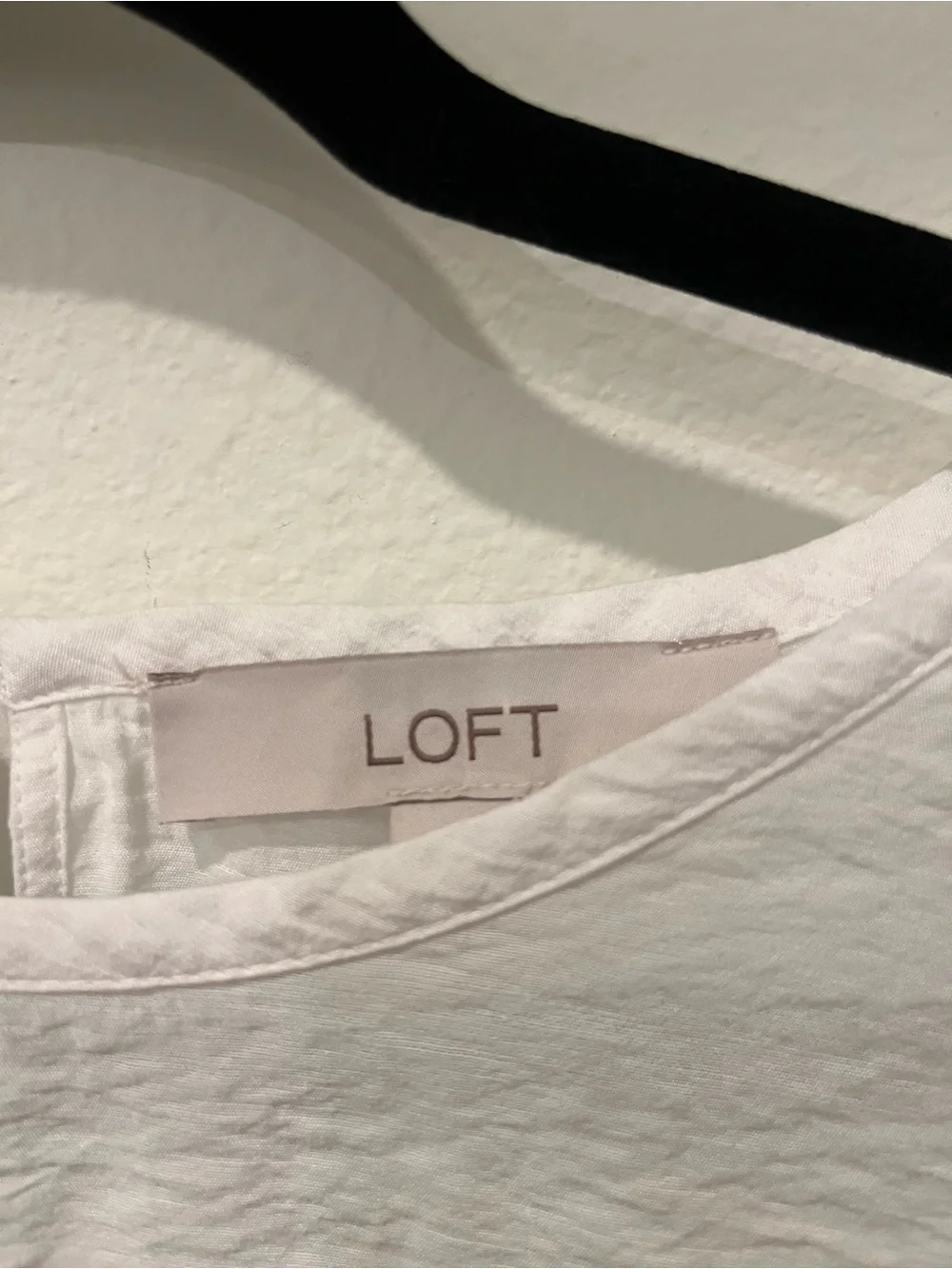 LOFT White Ruffle-Sleeve Round-Neck Blouse